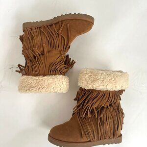 Madden Girl real suede moccasin fringe boots